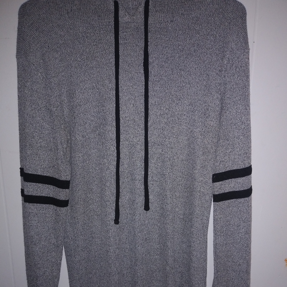 Gray and black long sleeve jersey dress